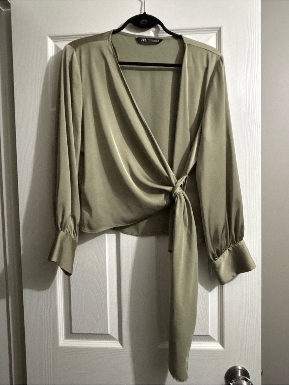 Zara Satin Wrap Blouse with Side Tie